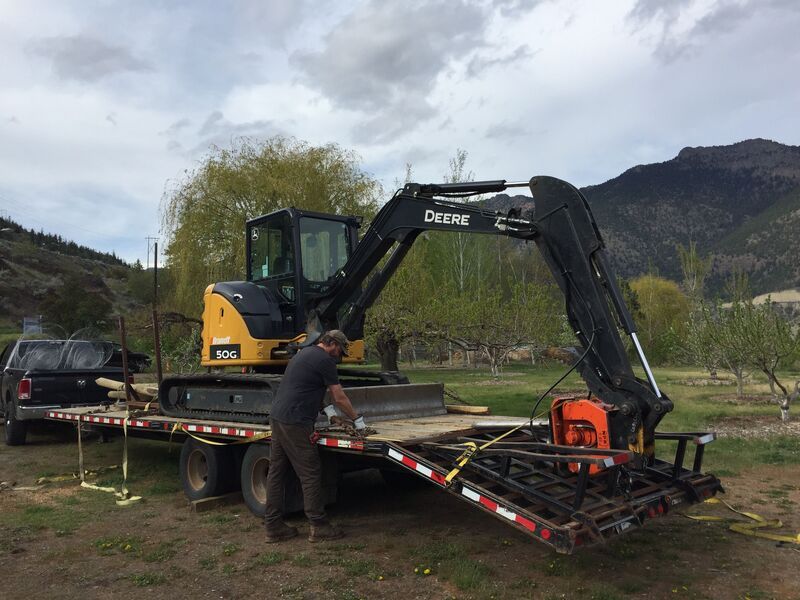 Backhoe on a trailer